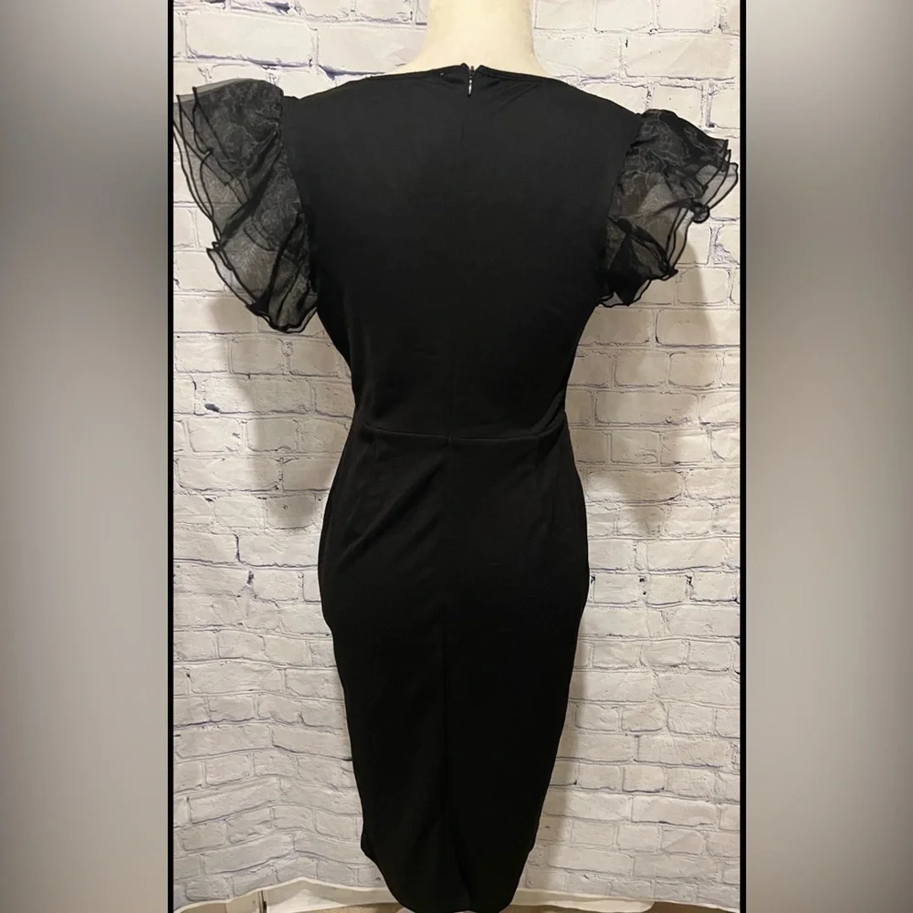 Interrupted Black Ladies Tulle Sleeve Dress - Size Medium - Picture 5 of 7